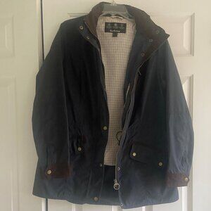 Women’s Barbour Badminton Wax jacket size US 12 - Navy Blue with Plaid lining